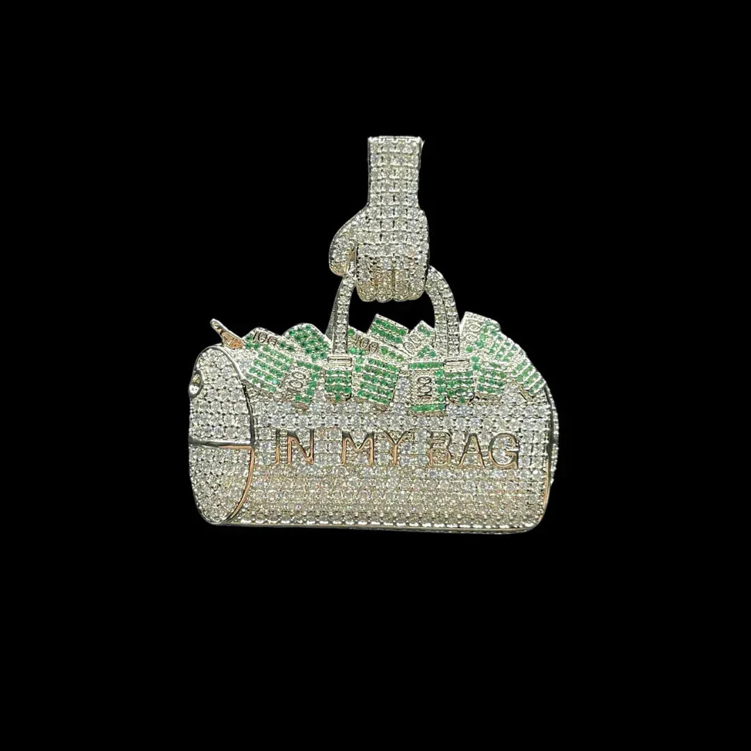 In My Bag Iced Out Letter Pendant Necklace – Custom Hip Hop Jewelry for Men - CaratixJewelry